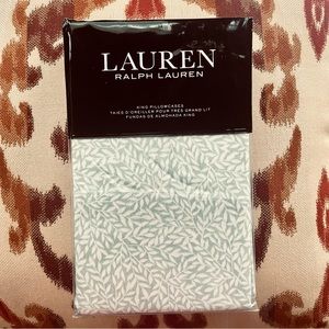 Ralph Lauren Spencer Leaf Sateen Pillowcase Pair Sage Green 100% Cotton